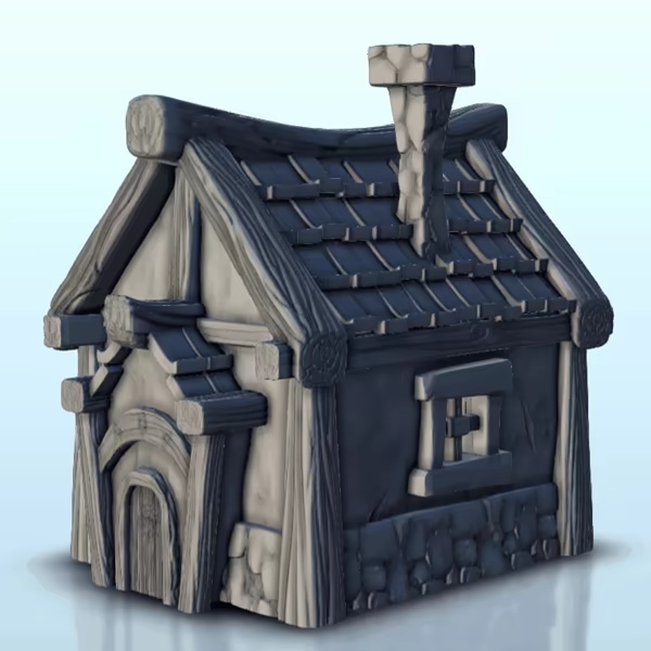 Casa medieval con chimenea 10 - miniaturas warhammer figu