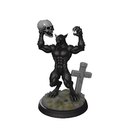 4217 Werewolf Howling with Skull Minimalist Statue STL DND-1