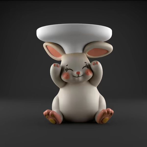 Милый кролик-кашпо — 3D STL-модель для конфетницы и подсвечника