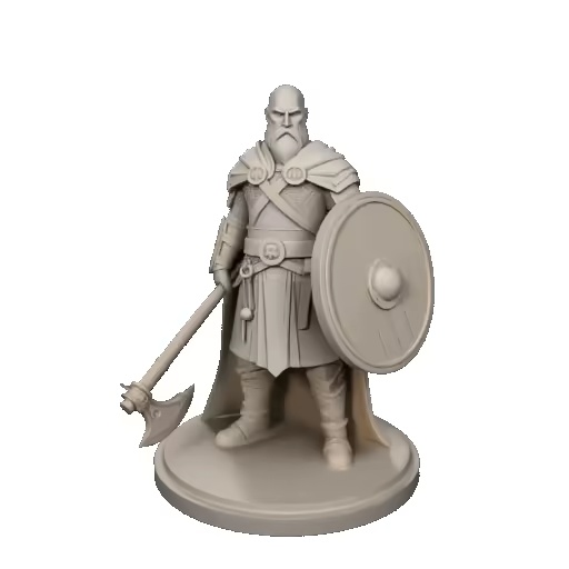4011  Stern Viking Warrior  with Shield and Axe  DND  STL-3