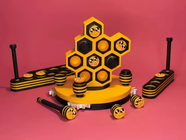 Vang de bijen spel draaiend oppervlak magneetstok