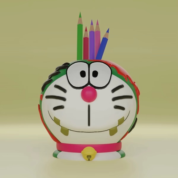 Doraemon Zombie Halloween Basket, Planter & Pencil Holder-0