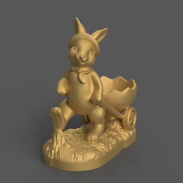 Easter Bunny with Cart 3D Model – STL File for Decoration-0