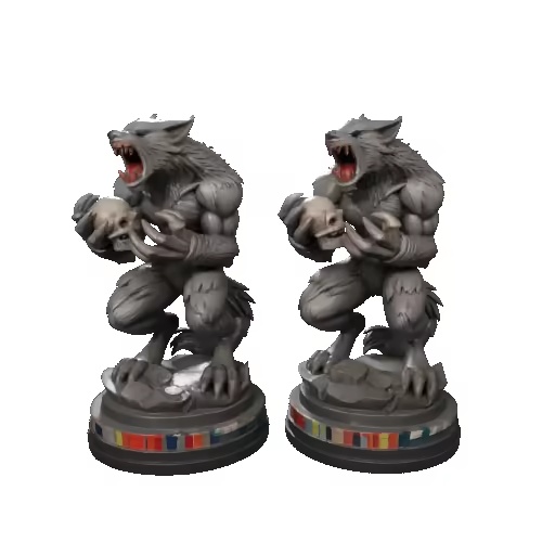 4100 Werewolf Howling with Skull  Minimalist Statue STL 3D-1