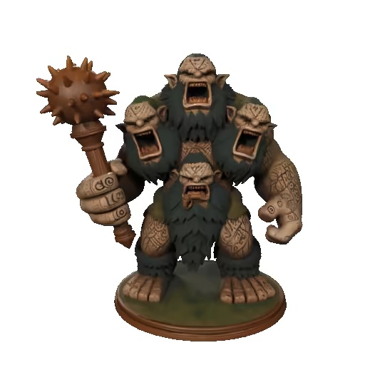 3969  Four-Headed Troll — 3D-Printed Fantasy Statue  STL-6