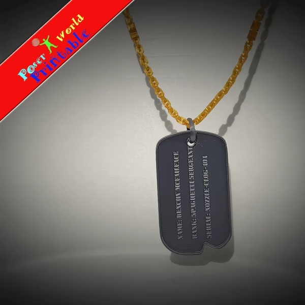 Dog Tag with Adjustable Length Chain with Fast Snap Clasps