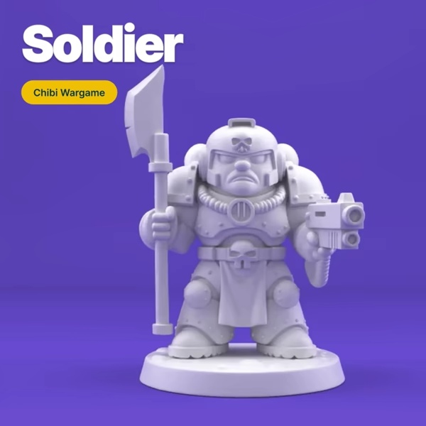 Sci-Fi Heavy Armored Warrior – Chubby Stylized 3D Printable-0