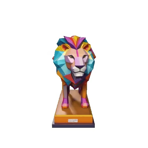 Sculptures & Artworks STL Download - 4121 Low Poly Roaring Lion animals