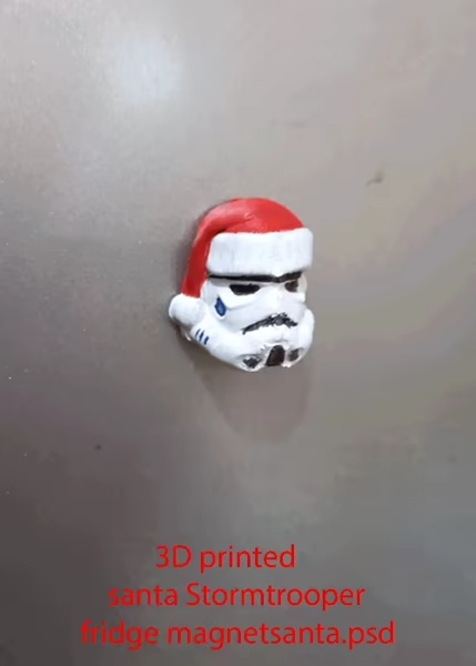 santa Stormtrooper fridge magnet (print in place No Supports