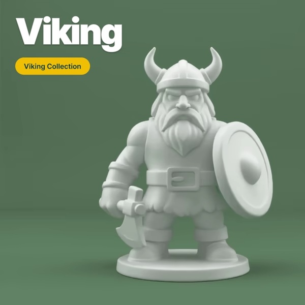 Stylized Viking Warrior – 3D Printable Figurine with Axe