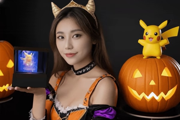 Halloween 3D Hologram System (Pikachu Pumpkin theme)