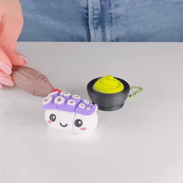 Cute Flexi Sushi Nigiri Octopus, Fun Keychain Toy-4