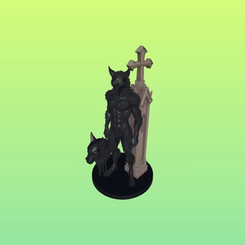 4230 Werewolf Howling   Minimalist Statue   STL  DND  ARTE-2