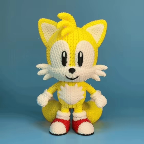 Tails do Sonic em Crochê - Tricô - Impressão 3D Multicolorida