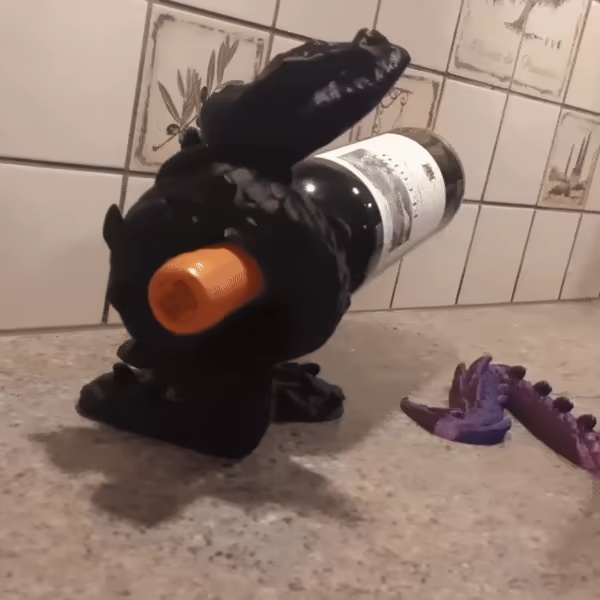 NO SUPPORTS REQUIRED - WINE BOTTLE HOLDER DRAGON -2 VERSIONS-0
