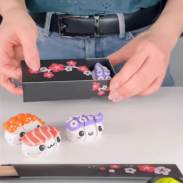 Cute Flexi Sushi Nigiri Octopus, Fun Keychain Toy-2