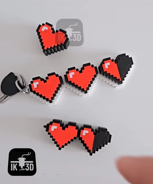 Giocattolo antistress clicker cuore 8-bit / Portachiavi / Set / Multiparti