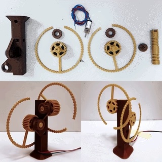 Kinetische sculptuur met kruisende ringen