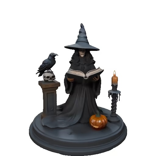 4471 Witch with Skull and Pumpkin Color 3D Model  STL  DND-1
