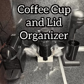 Coffee Cup and Lid Organizer with Accessories Tray
