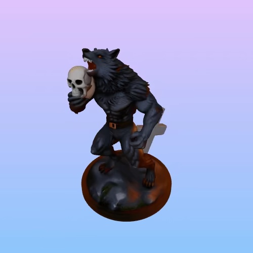 4444 Werewolf with Skull – Minimalist Statue  STL DND ARTE-3
