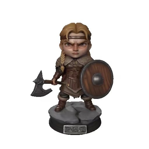 Viking Shieldmaiden Chibi Statue  Nordic Warrior Girl Colle-1