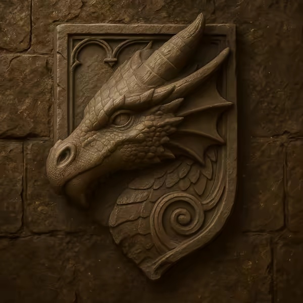 Ancient Dragon Wall Relief  Stone Sculpture Style