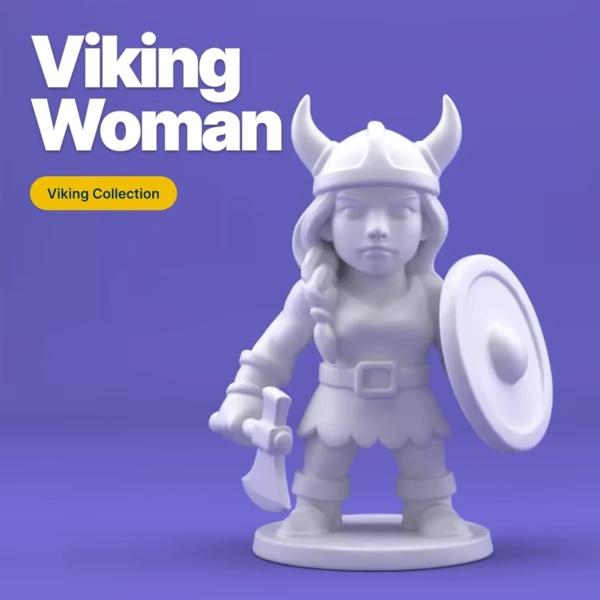 Stylized Viking Warrior Woman – 3D Printable Female Viking