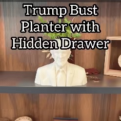 Trump Bust Planter with Hidden Drawer