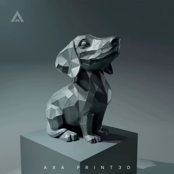 Low Poly Dog Statue-0