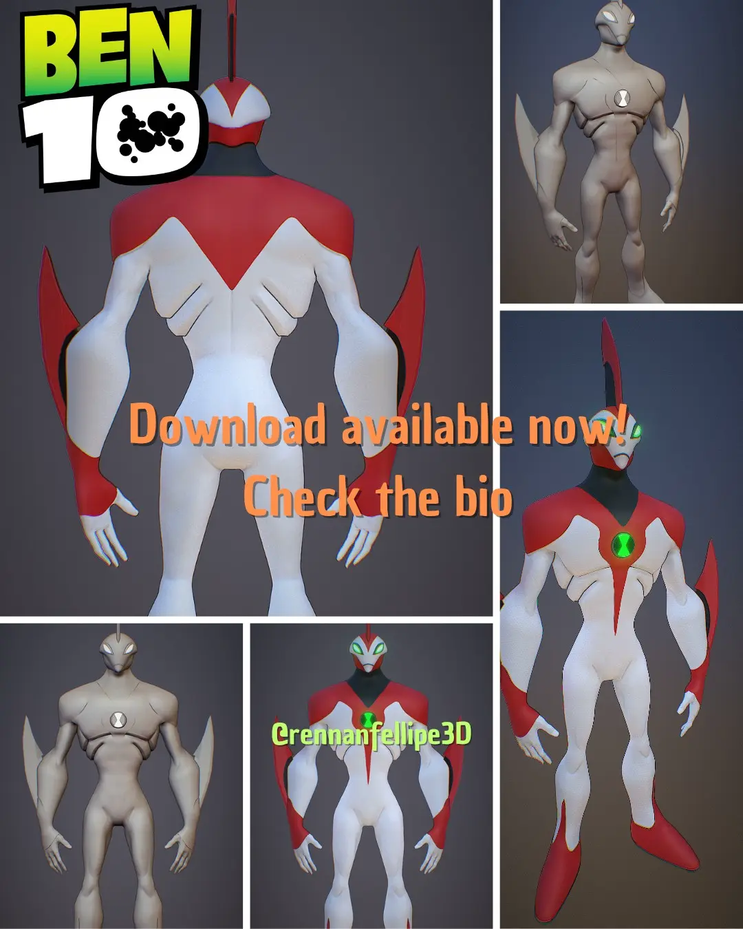 Waybig 3D Model - Ben 10 Alien for Easy Print (Version 2.0)
