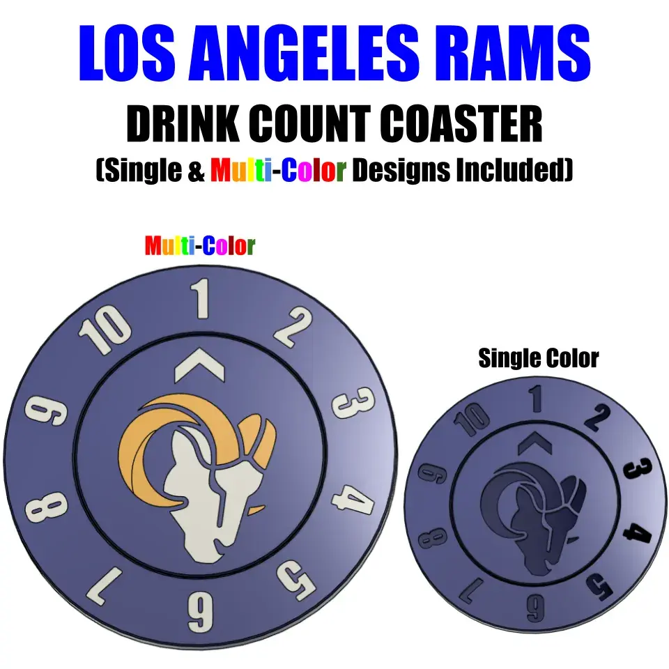 3D Printer Files | 3MF File | Los Angeles Rams Drink Count Coasters ...
