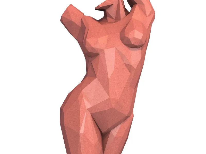 Nude Woman Torso Sculpture Low Poly Vol.2