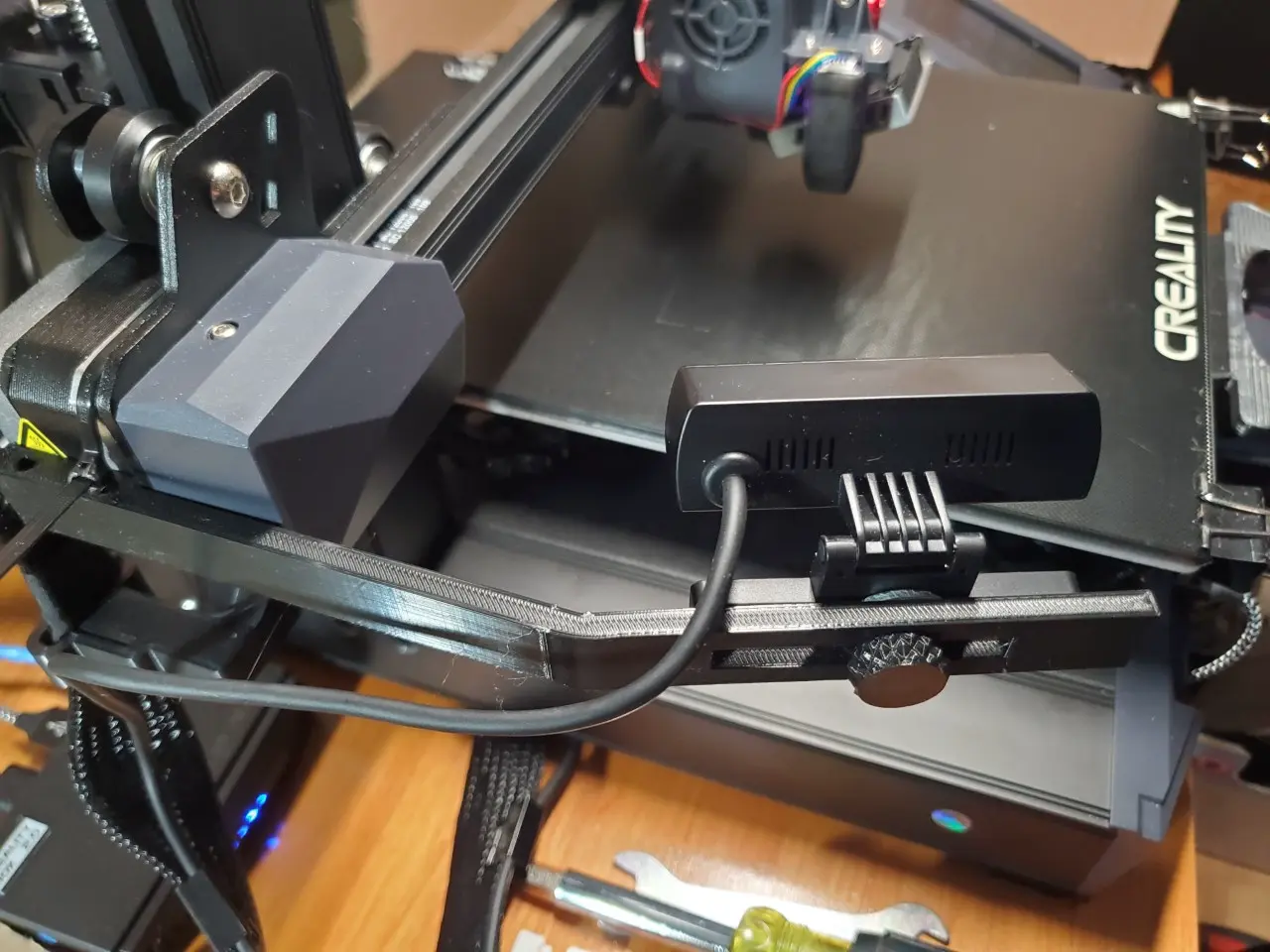 Rack to mount creality cam on the x axis motor
