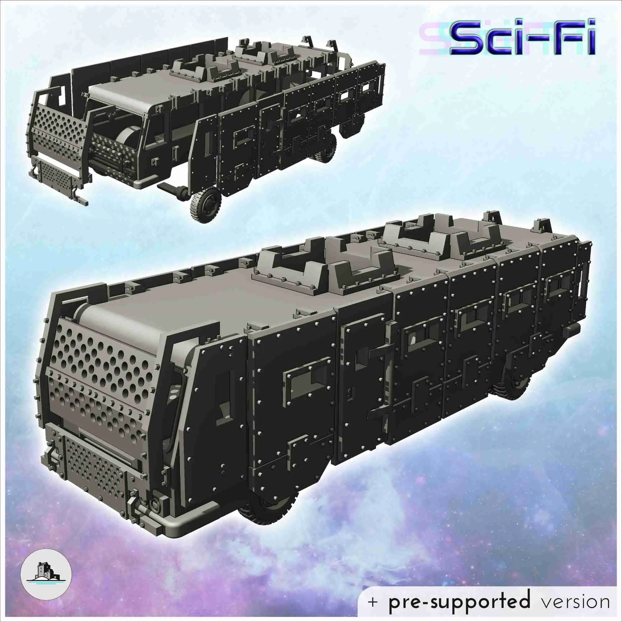 Futuristic post-apocalypse bus with full armor (36) - miniat
