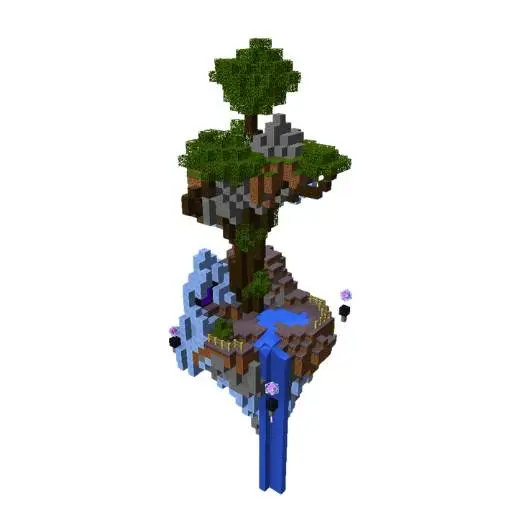 Voxel Floating Island with Waterfall 3D Model STL Printable