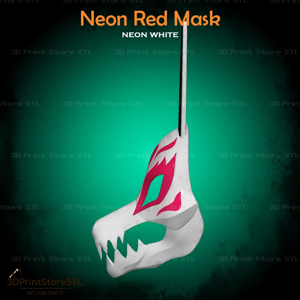 Red Mask Cosplay Neon White Game - STL File