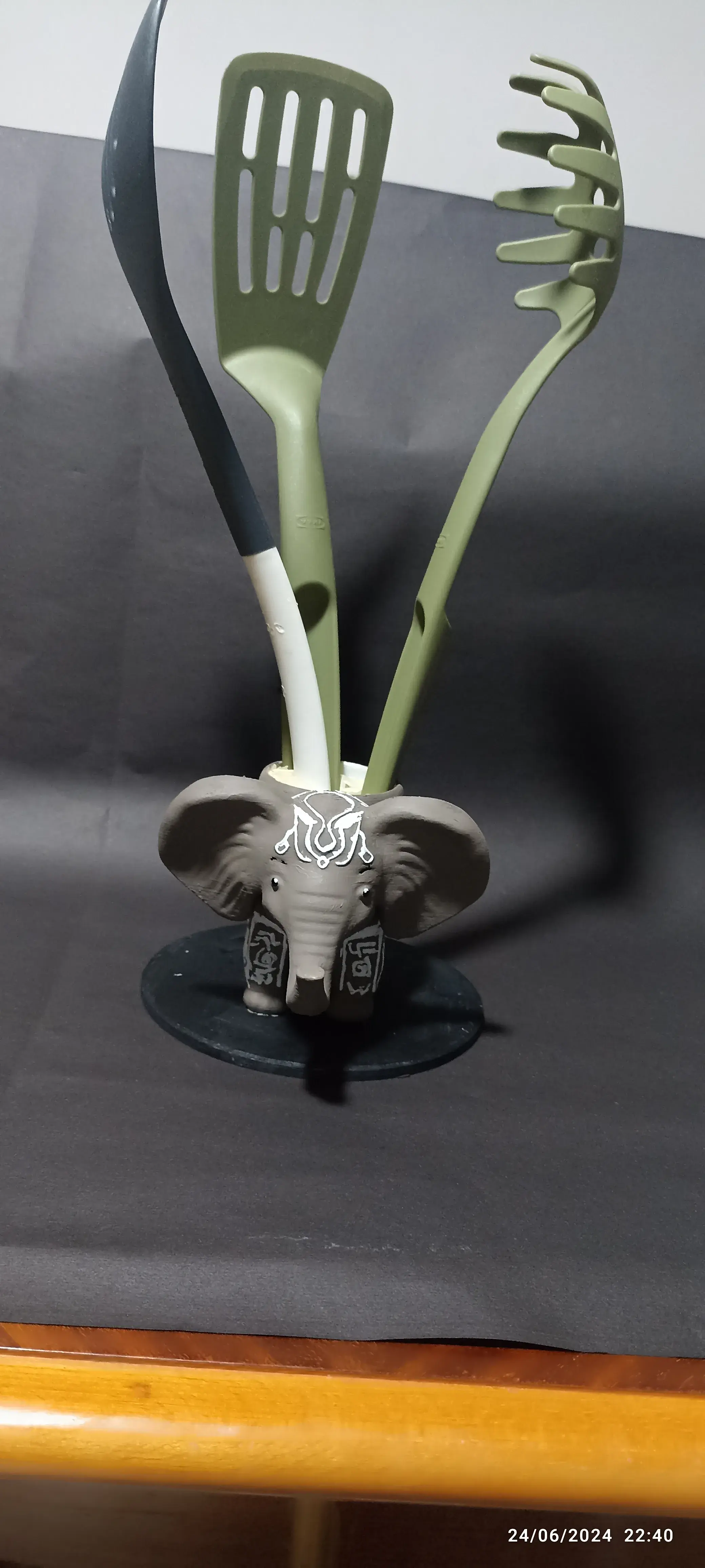 Elephant Kitchen Utensil Holder With Hieroglyphs