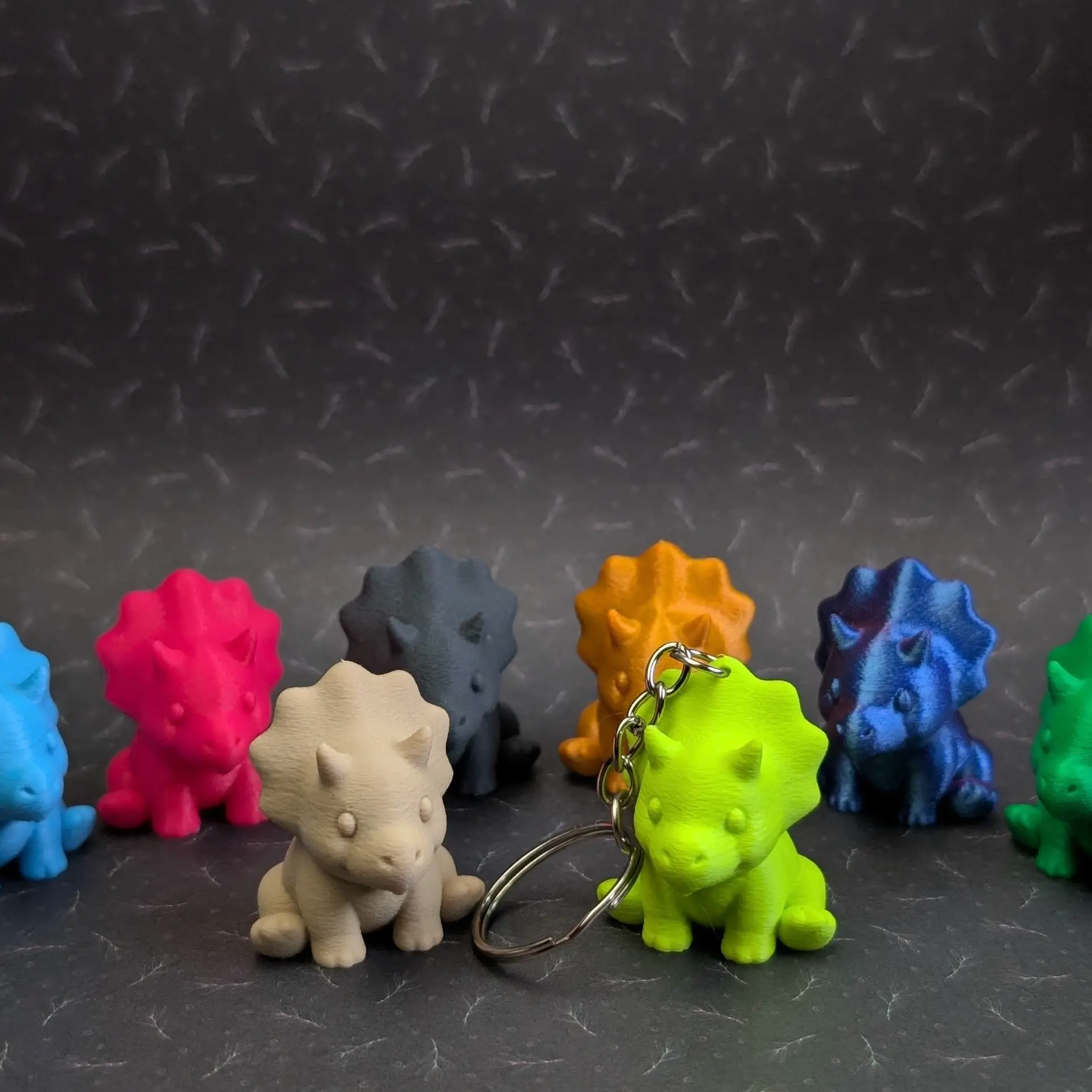 3D Printer Files | 3MF File | Cute Mini Triceratops + Keychain