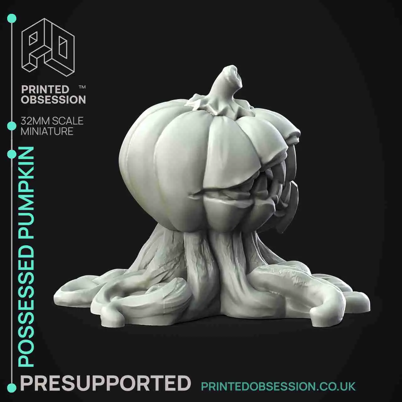 Citrouille possédée - Modèle d'Halloween - PRESUPPORTE - 32mm
