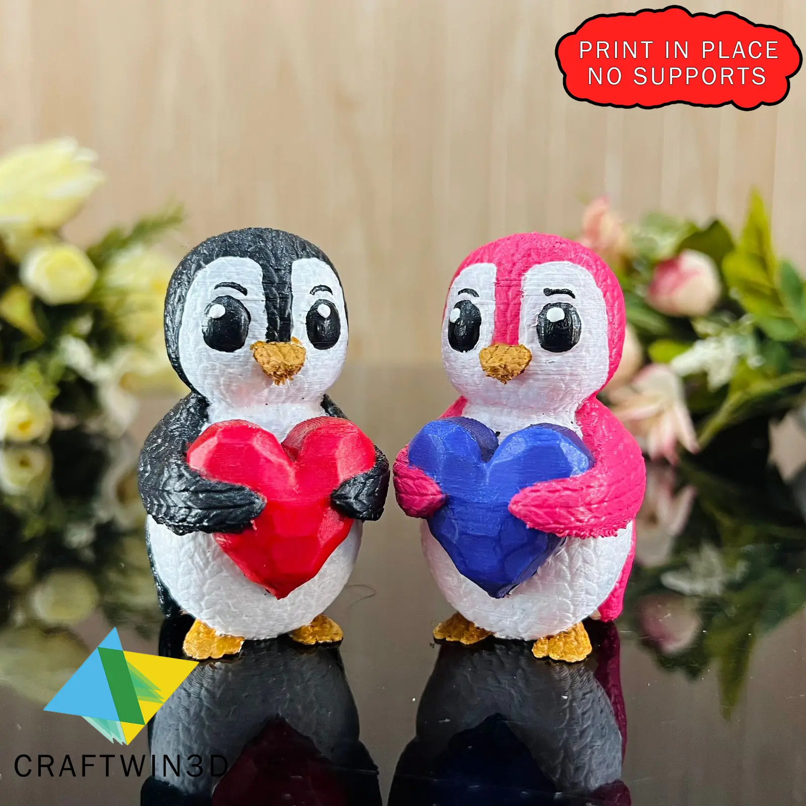 CUTE PENGUIN HOLDING HEART - KNIT STYLE 3D MODEL