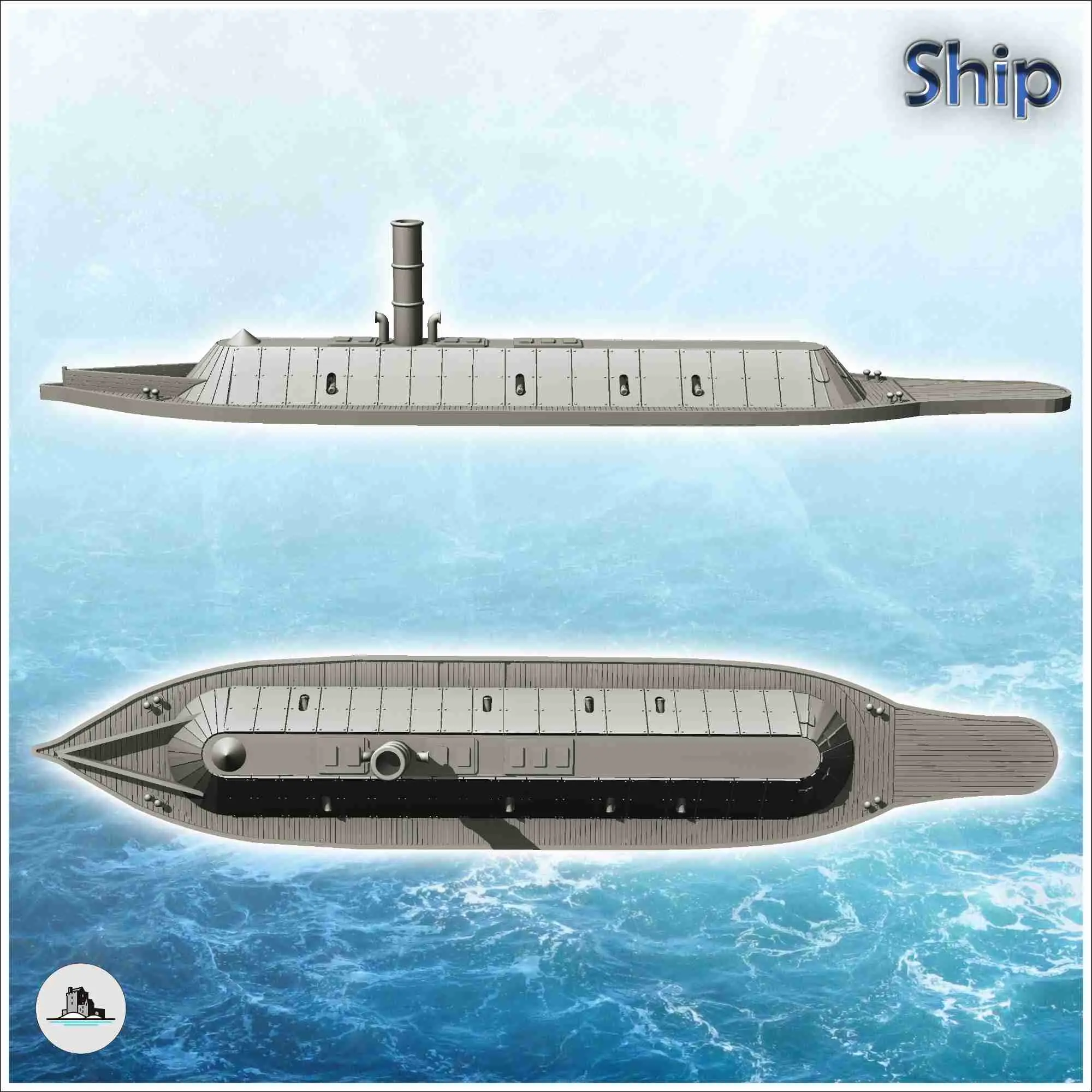 CSS Virginia Merrimack 1862 ironclad warship (2) - miniature