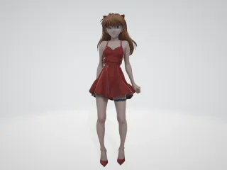 Asuka con vestido rojo v4