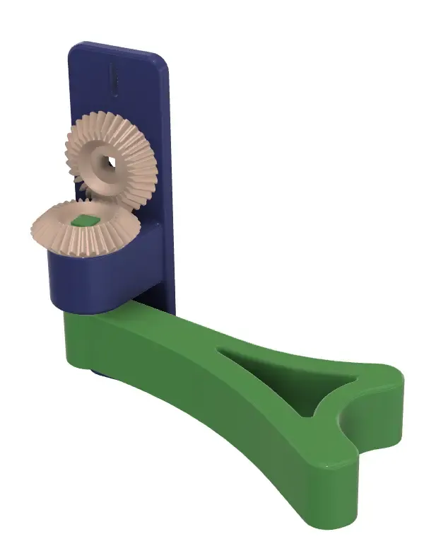 Maniglia per porta handsfree con rapporto di trasmissione 1:1