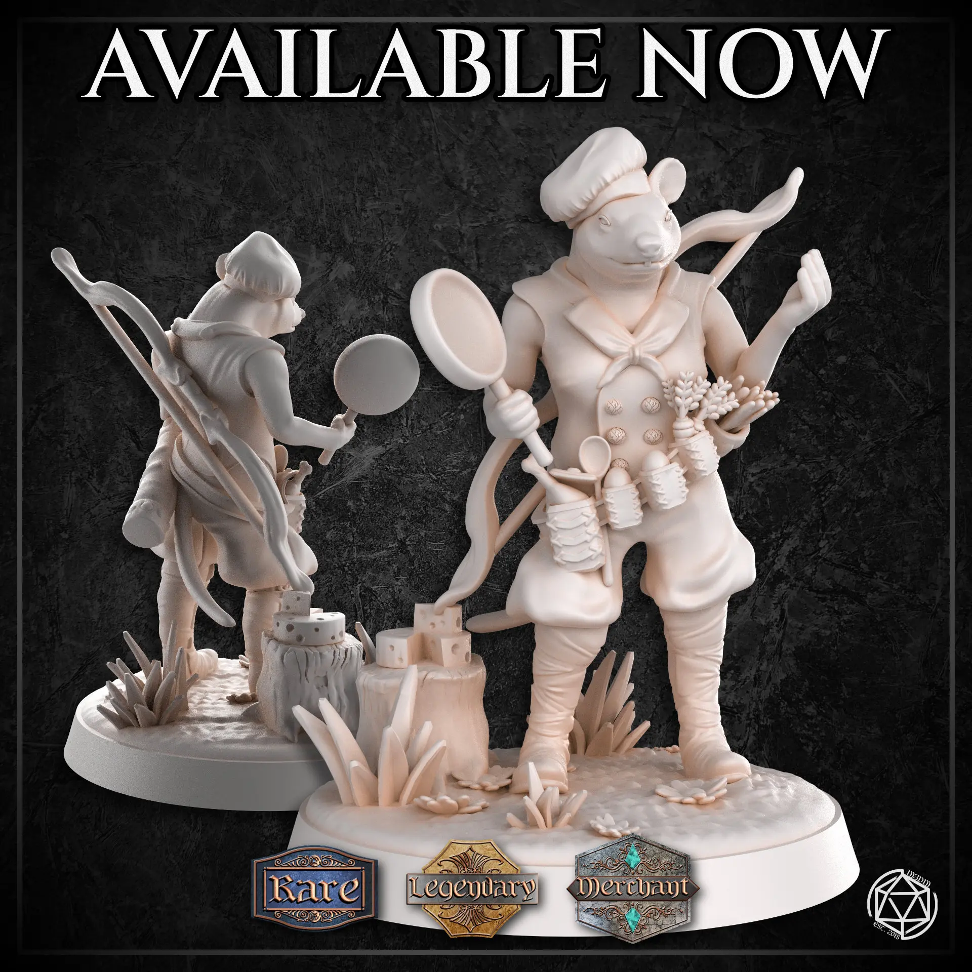 Characters & Creatures STL Download - Ratfolk Chef Ranger (Casual)by M3DM