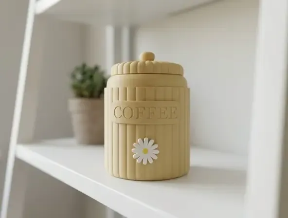 Ribbed Coffee Storage Jar with Daisy Detail