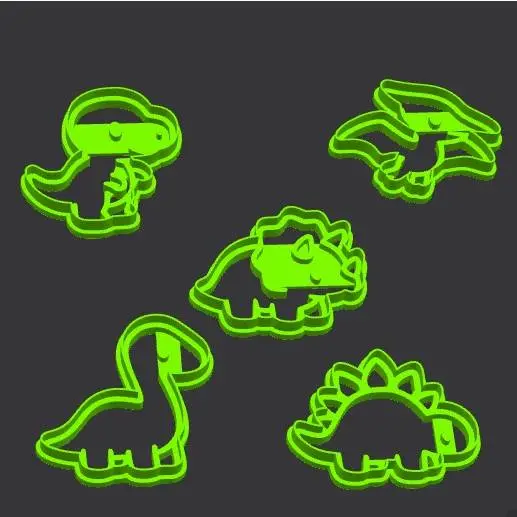 dinos Cookie Cutter Set – 3D Printable STL for Baking