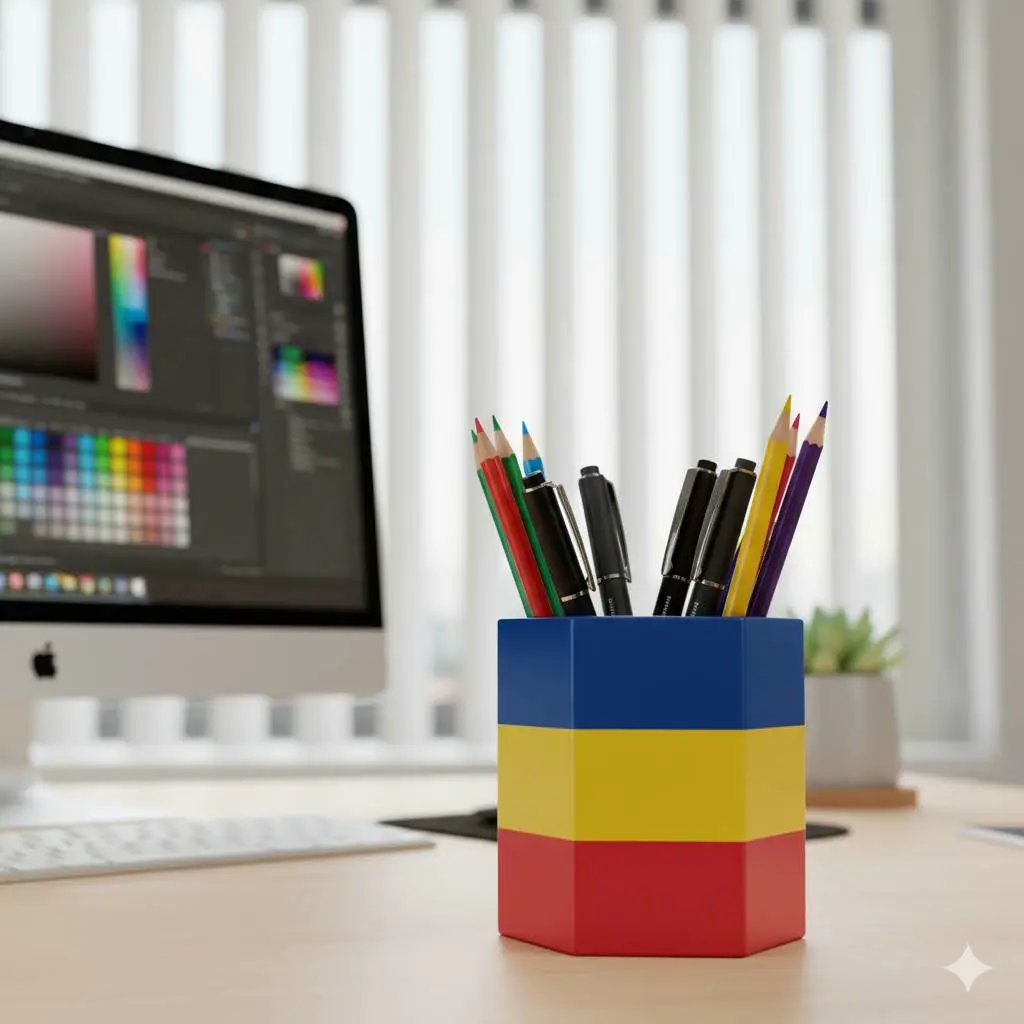 3D Printer Files | 3MF File | Lapicero bandera de Rumania - pencil holder