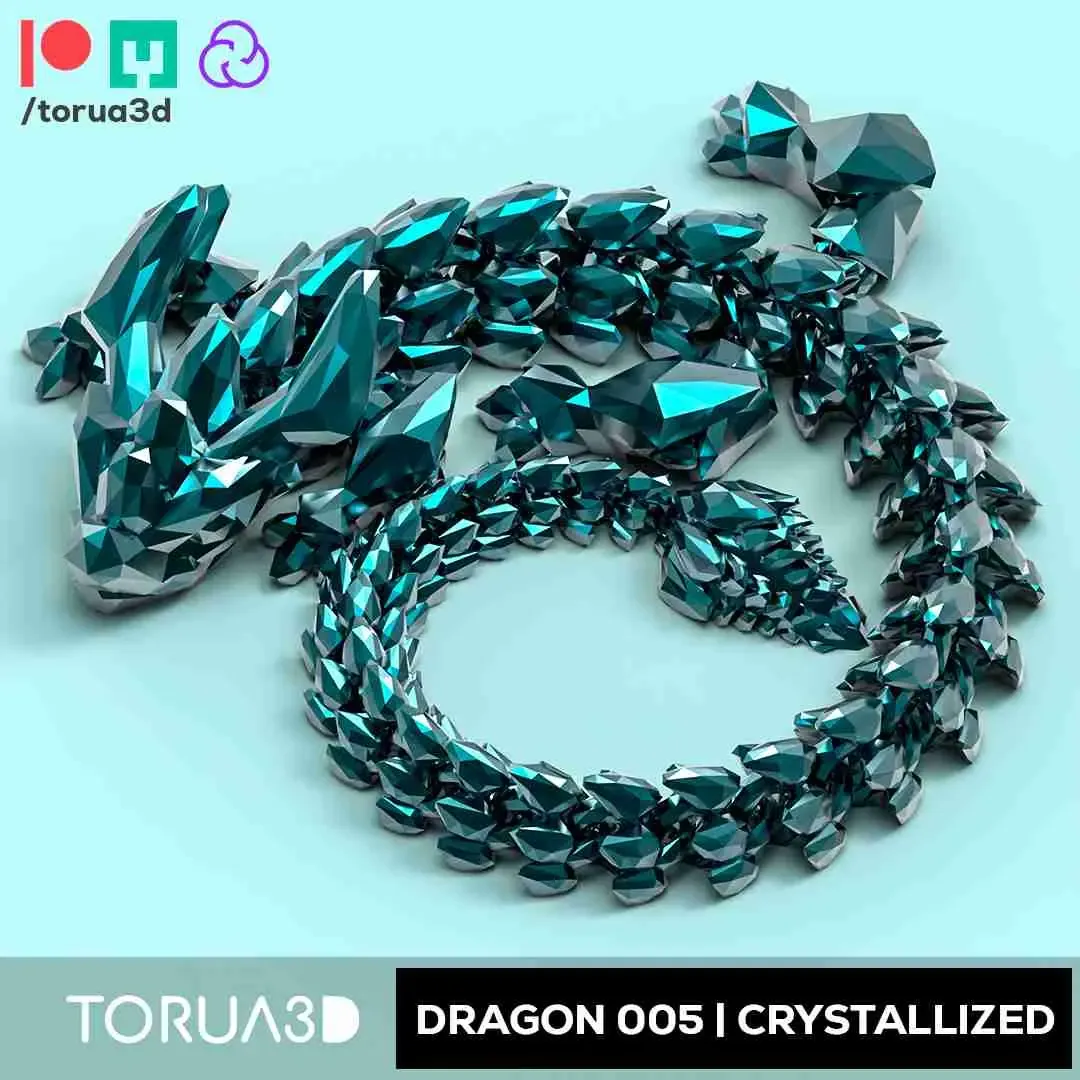 Articulated Dragon 005 - Crystallized - Print in place - STL