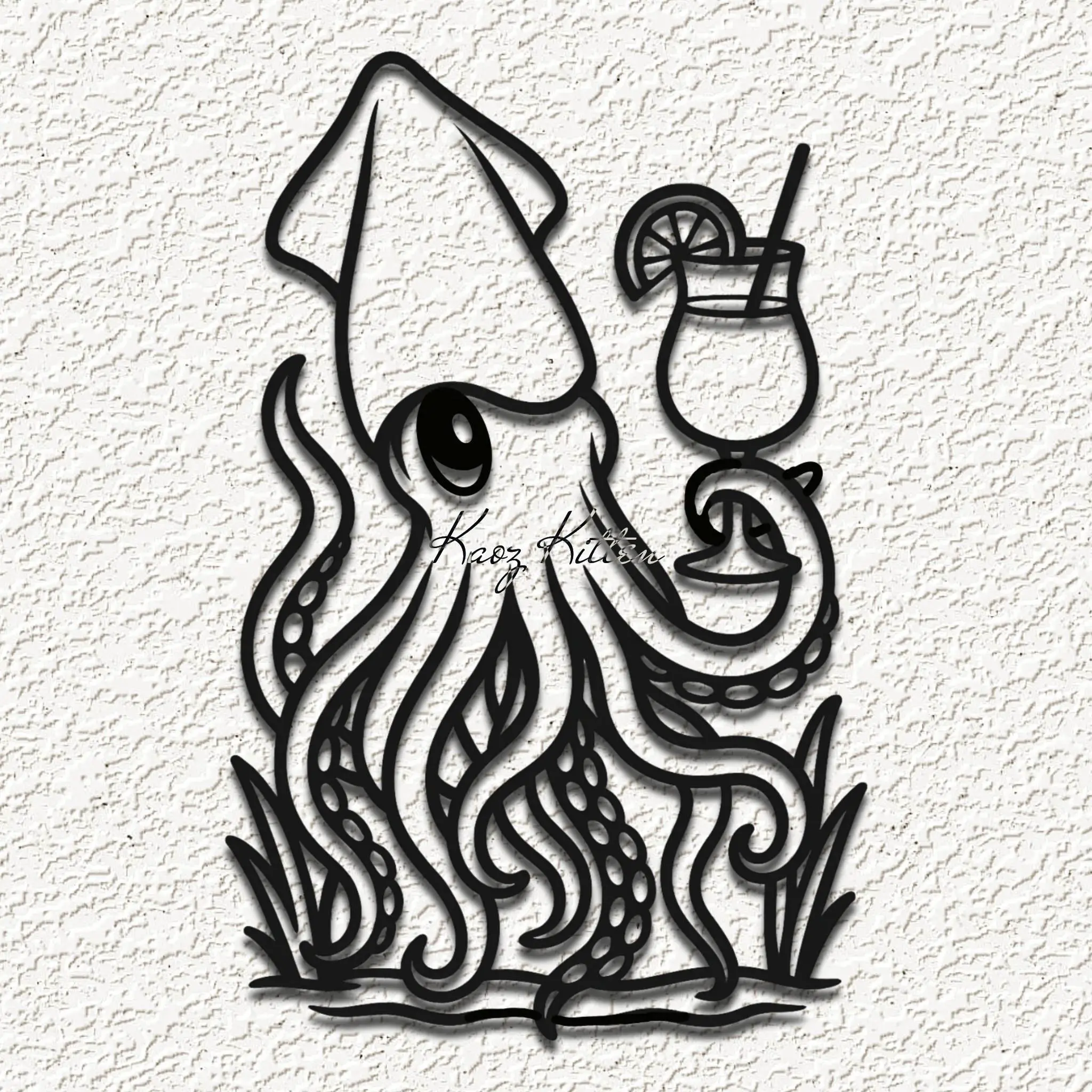 tropical ocean squid wall art home decor